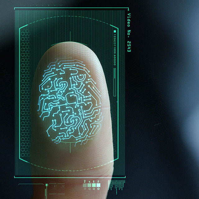 Fingerprint biometric scan.