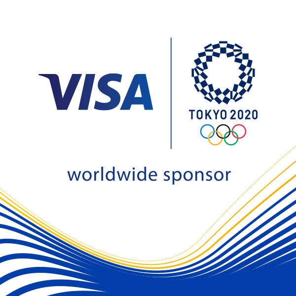 Visa and Olympic Games Tokyo 2020 logo with graphic wave.